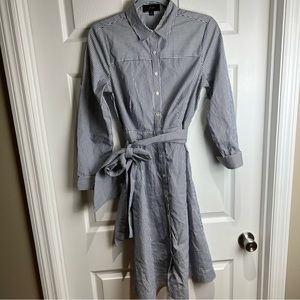 J. Crew Tie-waist shirtdress in stripes Navy and White. Size 4